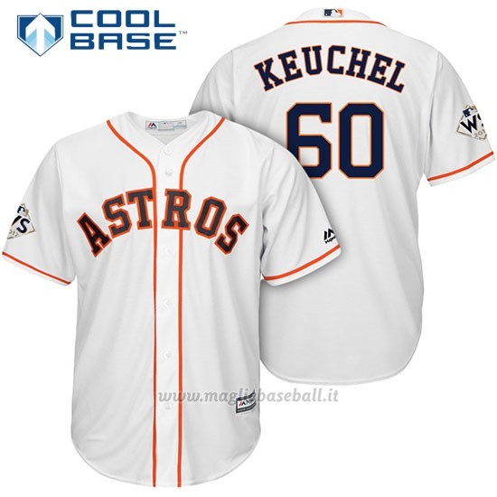 Maglia Baseball Uomo Houston Astros 2017 World Series Dallas Keuchel Bianco Cool Base
